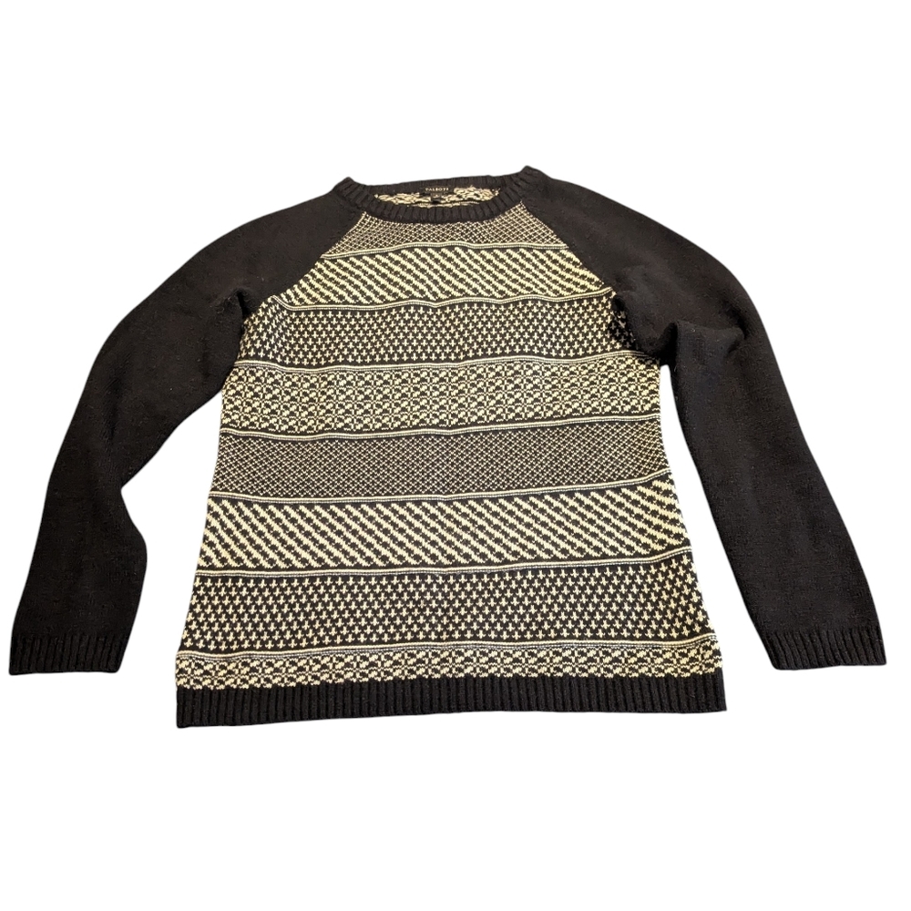 Talbots Black and White Patterned Women's Sweater, S